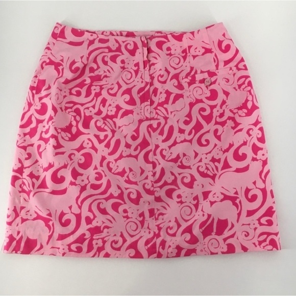 Lilly Pulitzer Pink 7Cs Animal Print Preppy Fun Resort Vacation Casual Skirt Sz2 - Picture 2 of 15